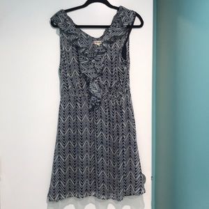 Navy and white chevron print dress